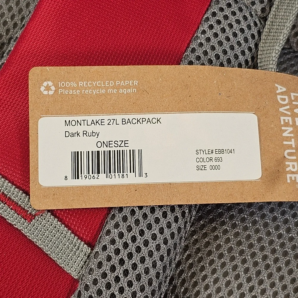 Eddie Bauer Montlake 27L Backpack Ruby Red Ripstop Hiking Travel EBB1041 NEW